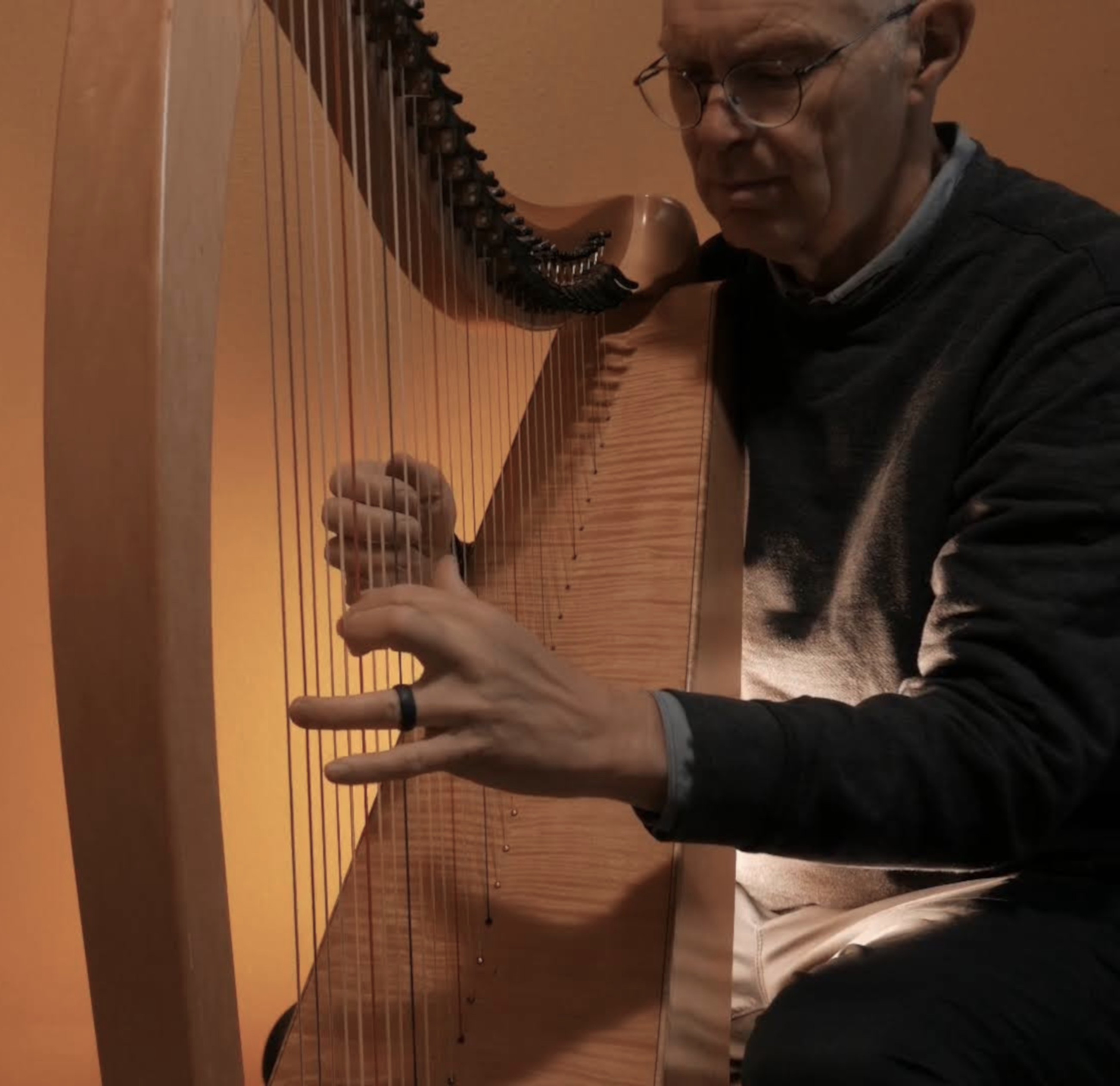 Matthew Lyon playing the Celtic harp